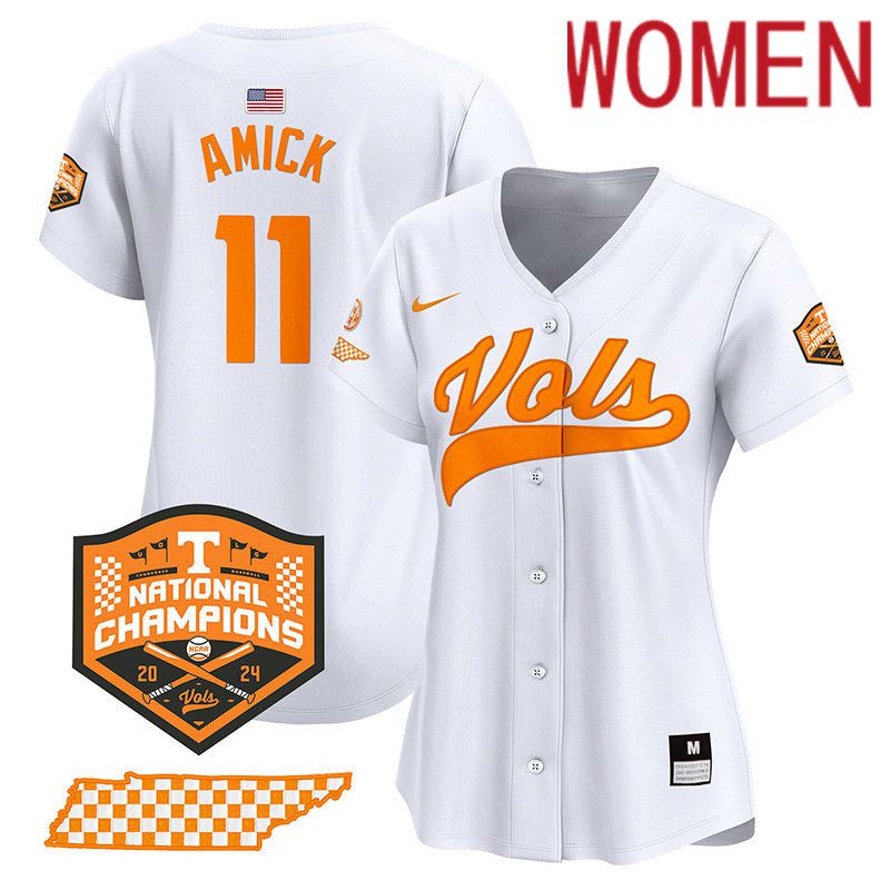 Women Tennessee Volunteers #11 Amick White 2024 Nike Champions Vapor Premier Limited NCAA Jersey->women nfl jersey->Women Jersey
